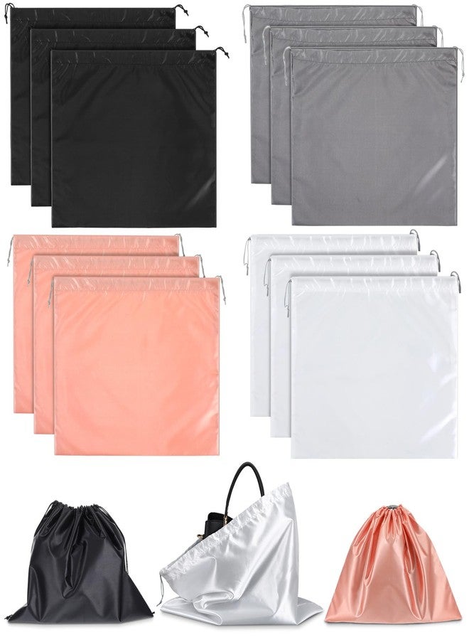 xozeooeu 12 Pack Dust Bags for Handbags - 4 Colors (Black, Gray, White, Pink) Natural Latex Drawstring Storage Pouches for Purses, Shoes, & Boots (19.7"x15.8") - Image 1