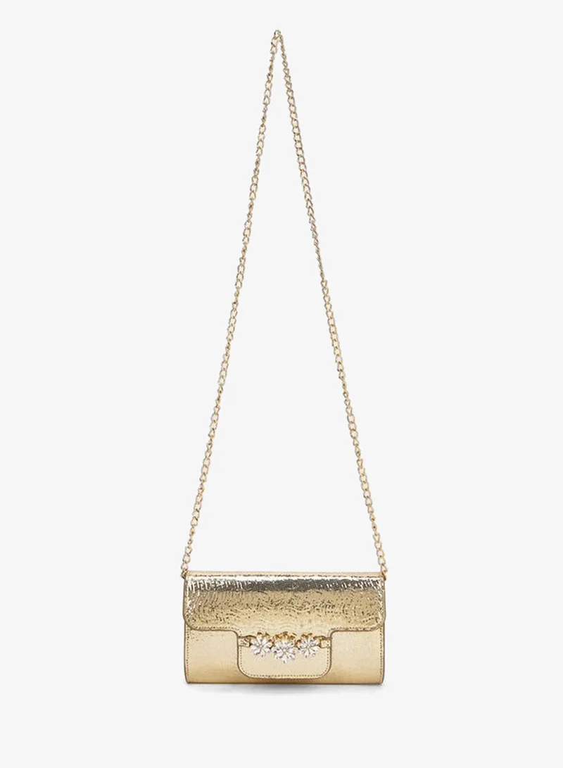 Flora Bella By Shoexpress Flora Bella Embellished Clutch with Chain Strap Ramadan Collection