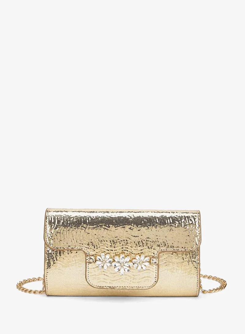 Flora Bella By Shoexpress Flora Bella Embellished Clutch with Chain Strap Ramadan Collection