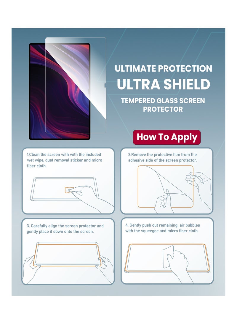 Moxedo Ultra Shield Tempered Glass Screen Protector HD Clear 9H Hardness Micro Curved Edges with Installation Guide Compatible with Samsung Tab S9 Ultra 14.6 inch - Image 3