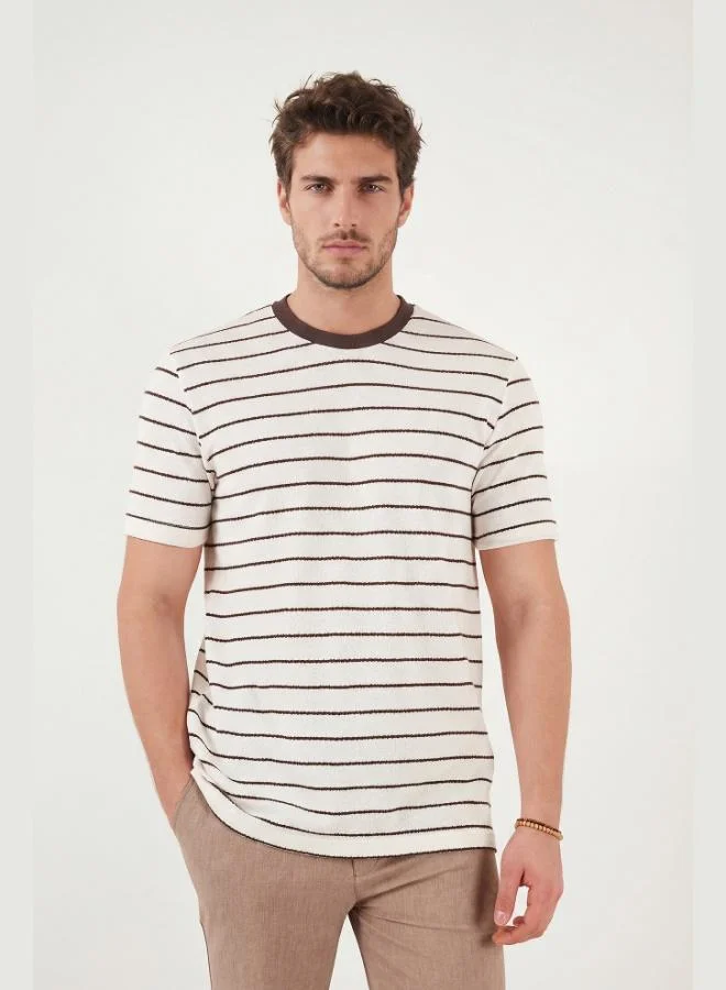 Buratti Cotton Regular Fit Striped Crew Neck T-Shirt Men's T-SHIRT 5904039