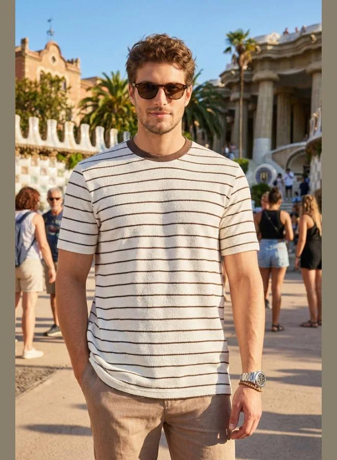 بوراتي Buratti Cotton Regular Fit Striped Crew Neck T-Shirt Men's T-SHIRT 5904039