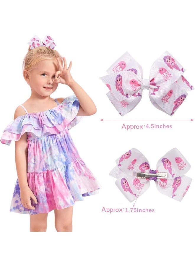 CellElection 24PCS 4.5Inch Bows for Girls Boutique Grosgrain Ribbon Rainbow Hair Bow Alligator Hair Clips Pigtail Bows Unicorn Hair Clips for Baby Girls Toddler Kids Children Teens in Pairs - Image 2