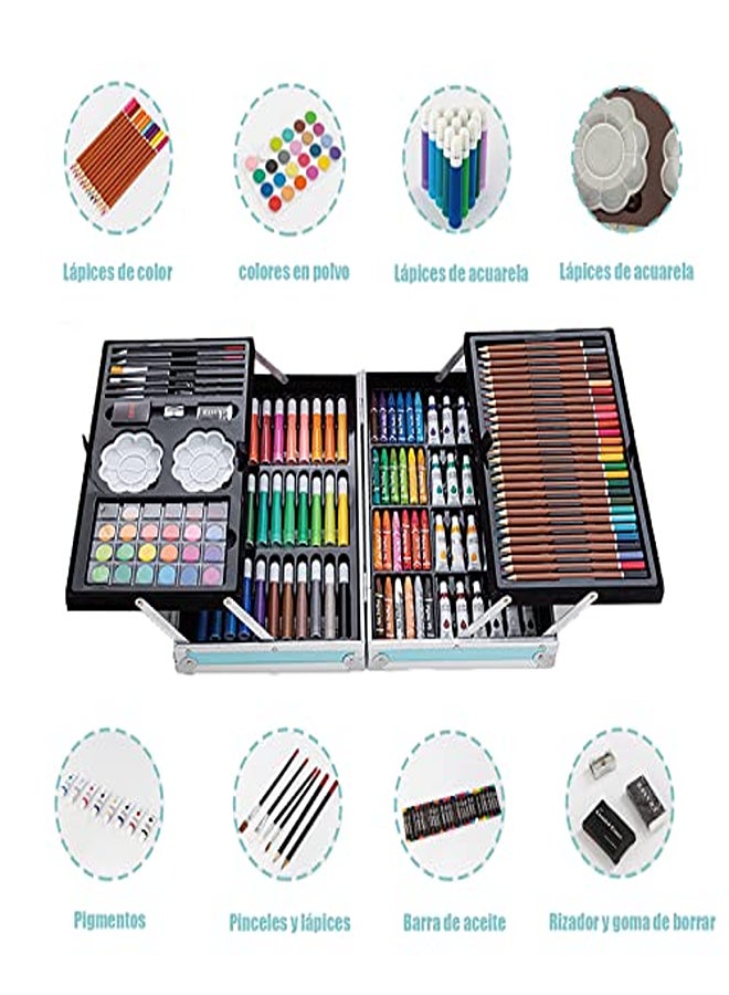 Color Drawing Kit, 145 Piece Art Set, Include Colored Pencils, Watercolor Paints, Acrylic Paints for Kids, Adults, Pink - Image 1