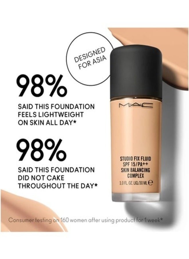 MAC Studio Fix Fluid SPF 15 Foundation NC42 – 24HR Long-Wear, Matte Finish, Oil Control, Medium-to-Full Coverage