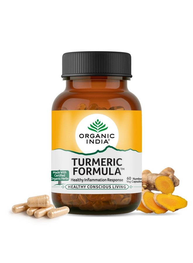 Organic India منتج تاتا - تركيبة الكركم العضوي من الهند - 60 كبسولة نباتية، مضاد طبيعي للالتهابات، يعزز المناعة، وظائف الكبد، يحسن الأيض، صحة الجلد والعظام والمفاصل، معتمد من GMP و NPOP - Image 1