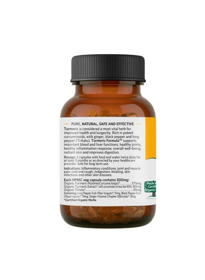 Organic India منتج تاتا - تركيبة الكركم العضوي من الهند - 60 كبسولة نباتية، مضاد طبيعي للالتهابات، يعزز المناعة، وظائف الكبد، يحسن الأيض، صحة الجلد والعظام والمفاصل، معتمد من GMP و NPOP - Image 2