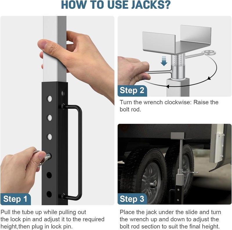 AUH RV Slide Out Support Jacks - Adjustable Heavy-duty Stabilizer Jacks for RV Travel (2 Pcs) - Image 3