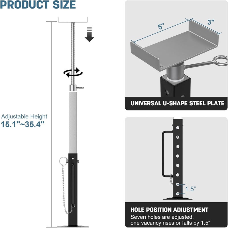 AUH RV Slide Out Support Jacks - Adjustable Heavy-duty Stabilizer Jacks for RV Travel (2 Pcs) - Image 2