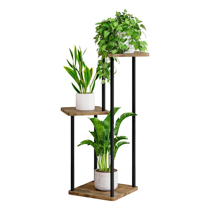 AZERPIAN 3 Tier Plant Stand Indoor Metal Plant Shelf for Multiple Plants Corner Flower Holders for Living Room Balcony Bedroom Patio Garden, Black (Black, 3 tier) - Image 1