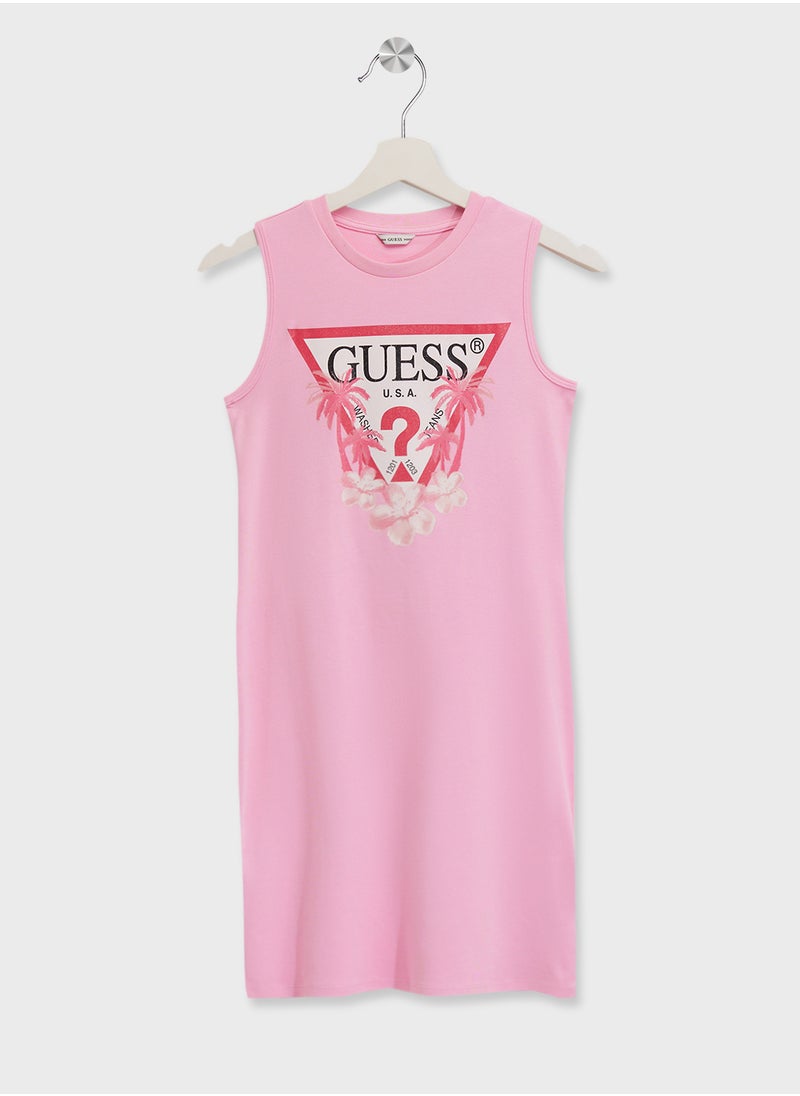 GUESS Pink Graphic Tank Dress  - Image 1