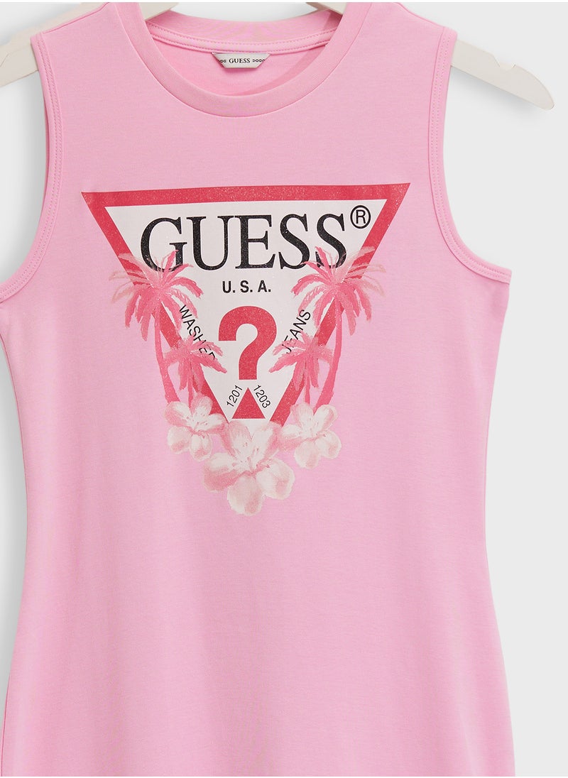 GUESS Pink Graphic Tank Dress  - Image 3