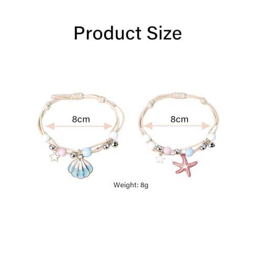 FFZDENA Beach Jewellery for Women, Stylish Charm Bracelet with Shell & Pearl Accents, Adjustable Fashion Bracelet for Girls, Perfect for Boho-Chic Styling and Summer Outfits, 8cm*8cm 8g - Image 2