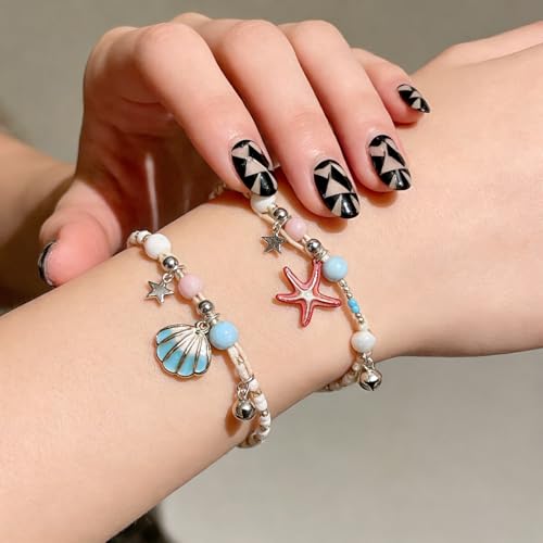 FFZDENA Beach Jewellery for Women, Stylish Charm Bracelet with Shell & Pearl Accents, Adjustable Fashion Bracelet for Girls, Perfect for Boho-Chic Styling and Summer Outfits, 8cm*8cm 8g - Image 5