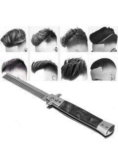 Slick Comb, Portable Stainless Steel Foldable Combs with Round Smooth Comb Teeth, Suitable for Men Slicked Back Hair Styling
