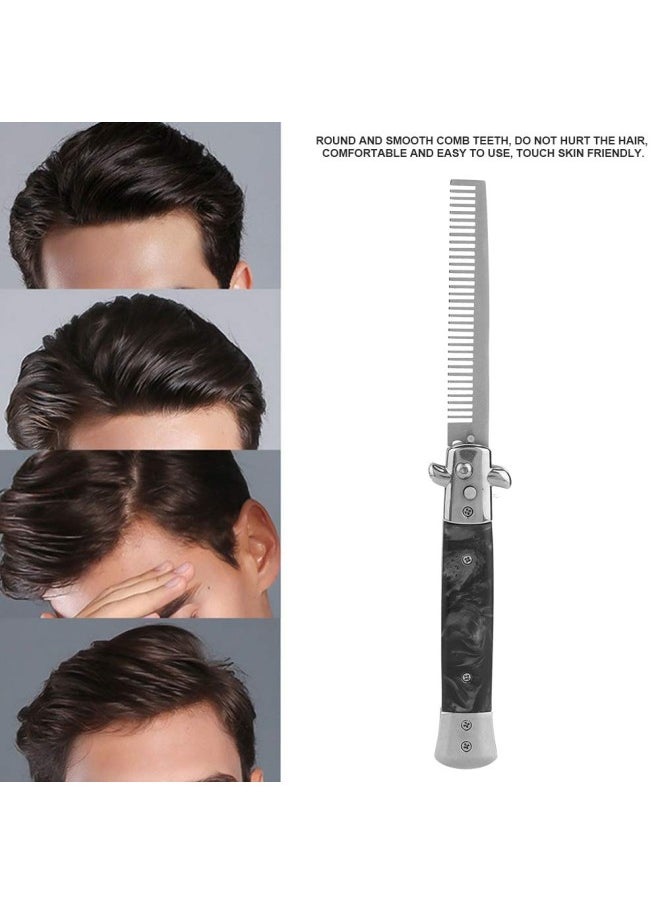 silvercnc - Slick Comb, Portable Stainless Steel Foldable Combs with Round Smooth Comb Teeth, Suitable for Men Slicked Back Hair Styling - Image 1