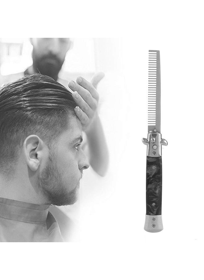 silvercnc - Slick Comb, Portable Stainless Steel Foldable Combs with Round Smooth Comb Teeth, Suitable for Men Slicked Back Hair Styling - Image 1