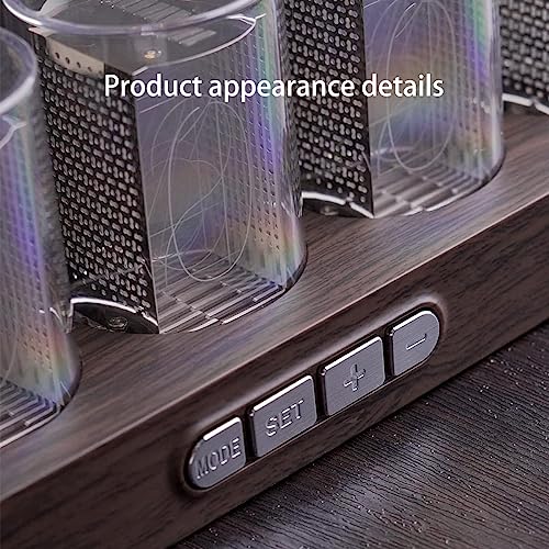 Adventurers Simulation Nixie Tube Clock, RGB Desk Clock, LED Tube Desk Clock with Imitation Wood Base & 24 Hour Clock, Suitable for Decorating Under Computer Monitor & on Bedside Table in Bedroom - Image 5
