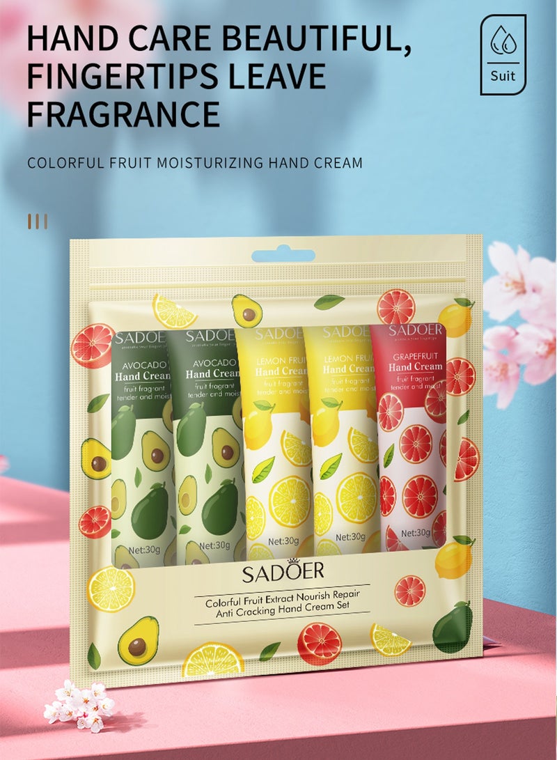 SADOER 5 Pack Hand Cream Gifts Set For Women,Hand Lotion Travel Size in Bulk For Dry Cracked Hands,Mini Hand Lotion For Festival Gift,Natural Plant Fragrance Mini Hand Lotion Moisturizing Hand Care Cream  - Image 1