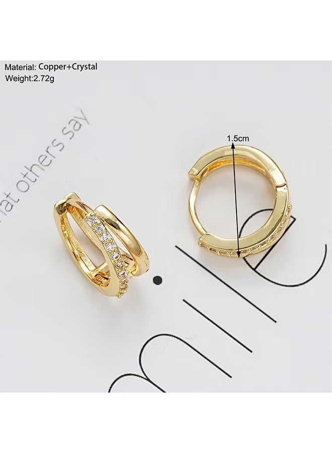 YJ Ladies' 4mm Wide Gold Stainless Steel Hoop Earrings, Set of 2 - Image 4