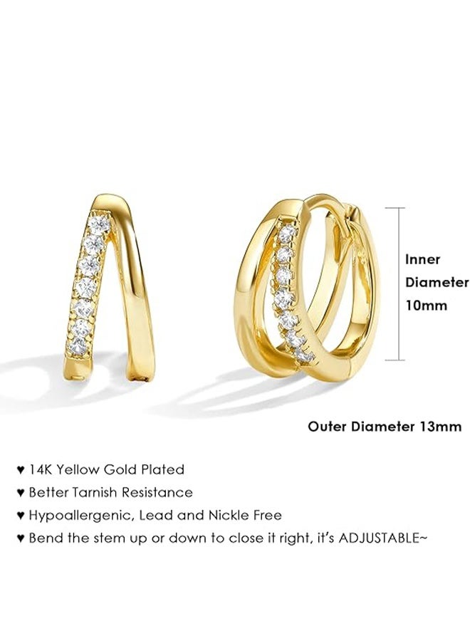 YJ Ladies' 4mm Wide Gold Stainless Steel Hoop Earrings, Set of 2 - Image 2