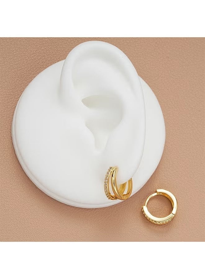 YJ Ladies' 4mm Wide Gold Stainless Steel Hoop Earrings, Set of 2 - Image 5