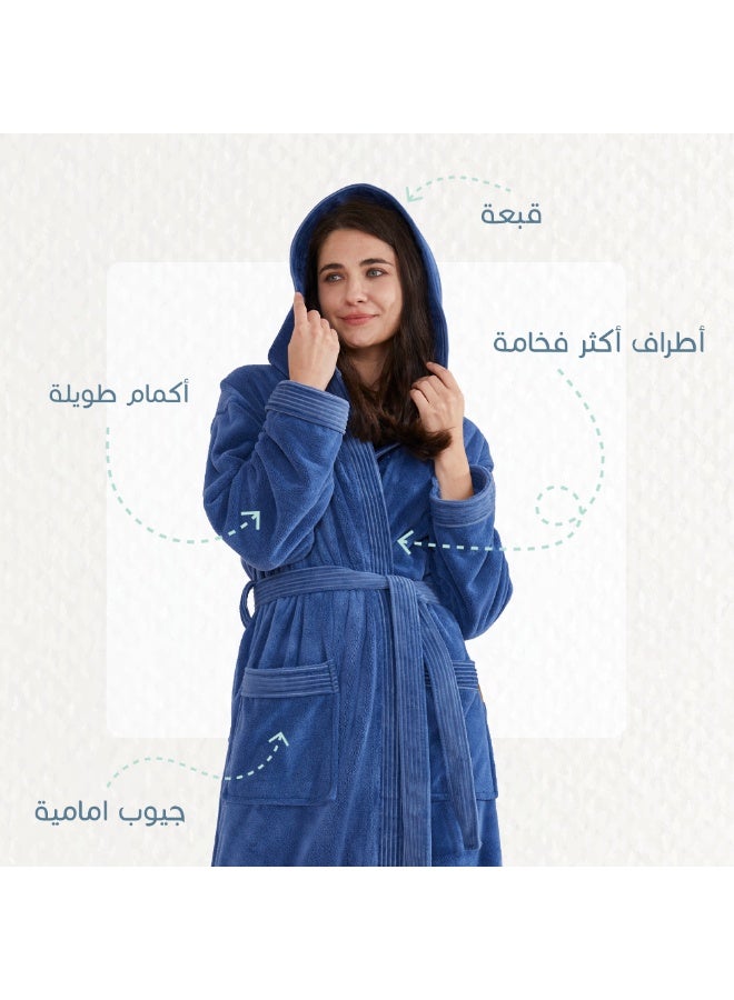 Reefi Modern Hooded Bathrobe, Blue - Image 5