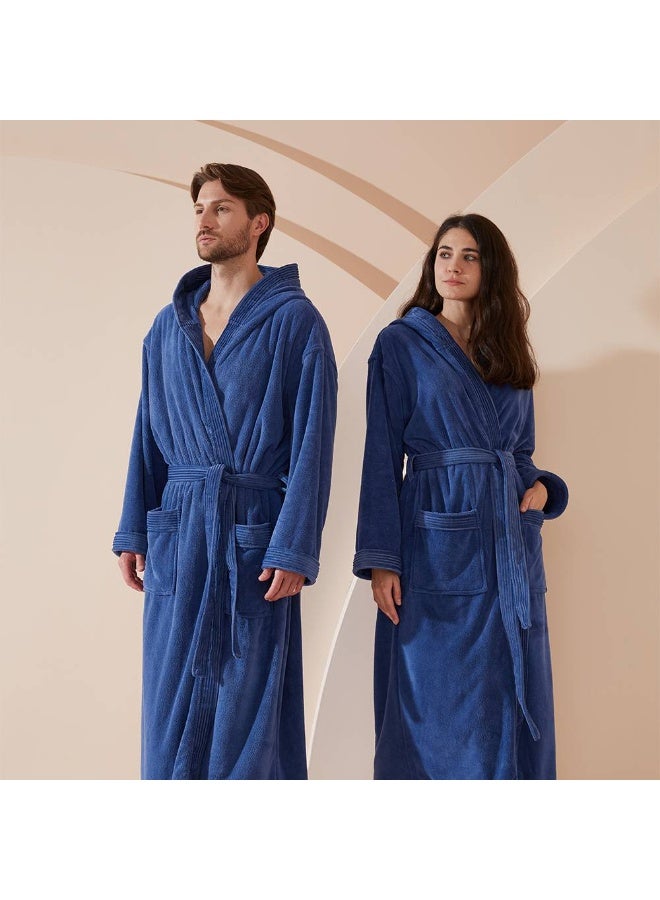 Reefi Modern Hooded Bathrobe, Blue - Image 1