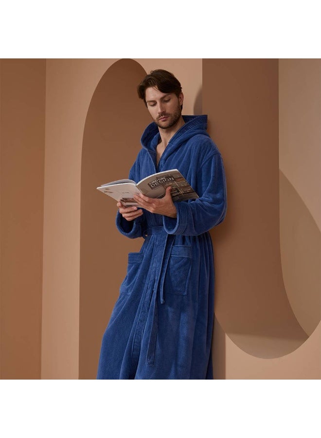 Reefi Modern Hooded Bathrobe, Blue - Image 3