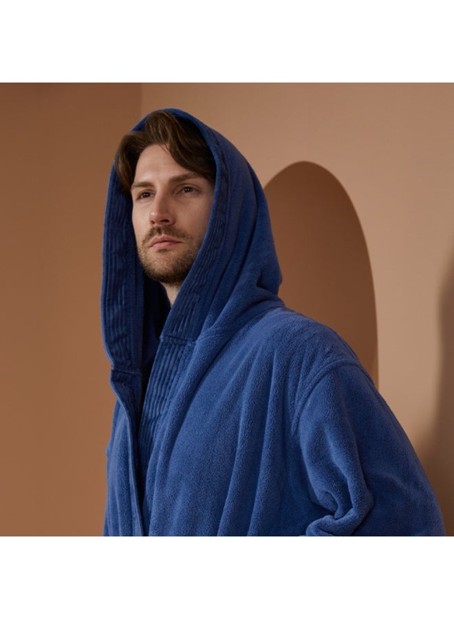 Reefi Modern Hooded Bathrobe, Blue - Image 2