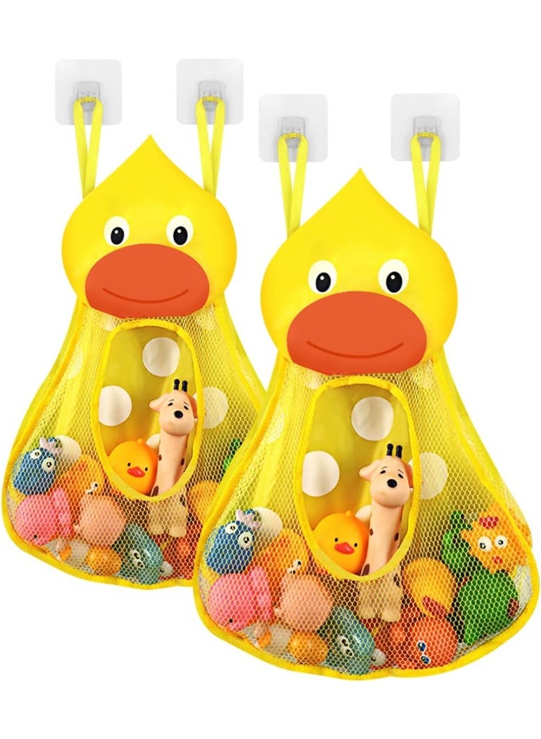 2 Pack Bath Toy Organizer for Kids, Mesh Shower Storage Bag with Adhesive Hooks, Bathtub Toy Holder Quick Drying Net, Bathroom Accessories for Family and Children - Image 1