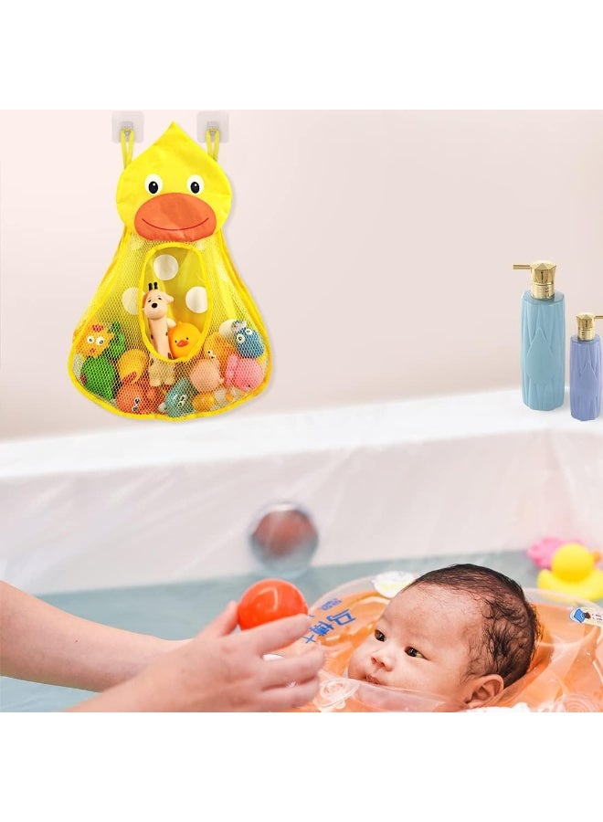 2 Pack Bath Toy Organizer for Kids, Mesh Shower Storage Bag with Adhesive Hooks, Bathtub Toy Holder Quick Drying Net, Bathroom Accessories for Family and Children - Image 4