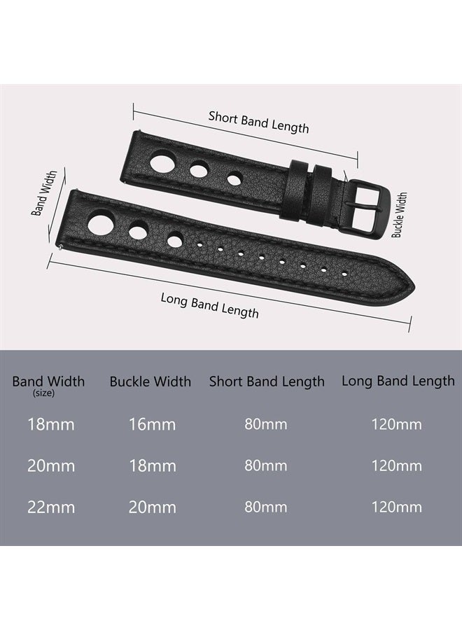 BISONSTRAP Rally Watch Bands, Shrunken Leather Watch Straps for Men, 18mm, Black with Black Buckle - Image 3