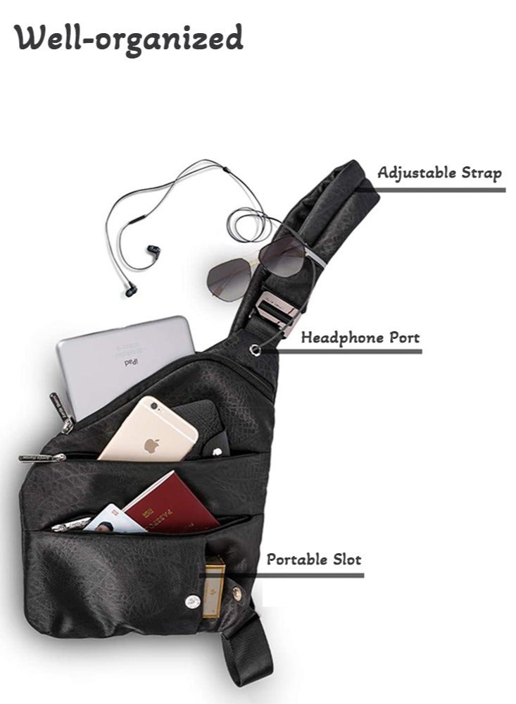 ARCTIC HUNTER Slim Chest Sling Bag, Crossbody Shoulder Bag with Headphone Port for Men  - Image 5