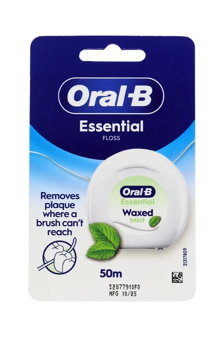 Oral-B Essential Waxed Mint Dental Floss – 50m