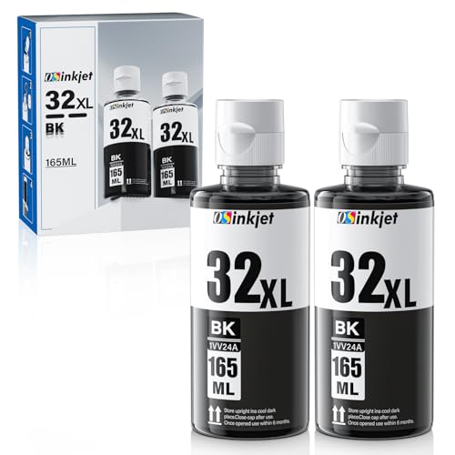 Osinkjet 32XL Black Ink Bottle Compatible for HP Smart Tank 7602 5101 6001 7301 651 551 5000 580 Printer 32 XL Ink Bottle Set for Smart Tank Plus 570 578 590 Ink Refill 2Pack 165ml1VV24AN - Image 1