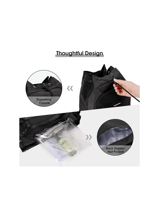 PROMASS Drawstring Backpack, Soccer Basketball Backpack with Shoe & Ball Compartments and Wet Pocket Gym Bag Sackpack for Basketball, Volleyball & Football Sports, Separate Cleat Shoe and Ball Compartment - Image 4