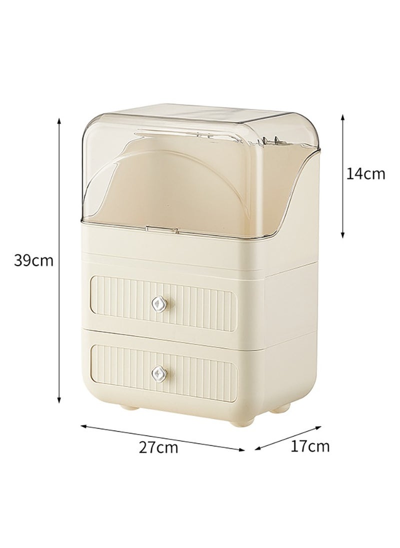 VUCATIN - 3 Layers Makeup Storage Case Multipurpose Makeup Organizer Portable Cosmetic display case Storage Box for Tabletop Dustproof Large Capacity Storage Organiser Makeup Display Cases 27 * 17 * 39cm - Image 1