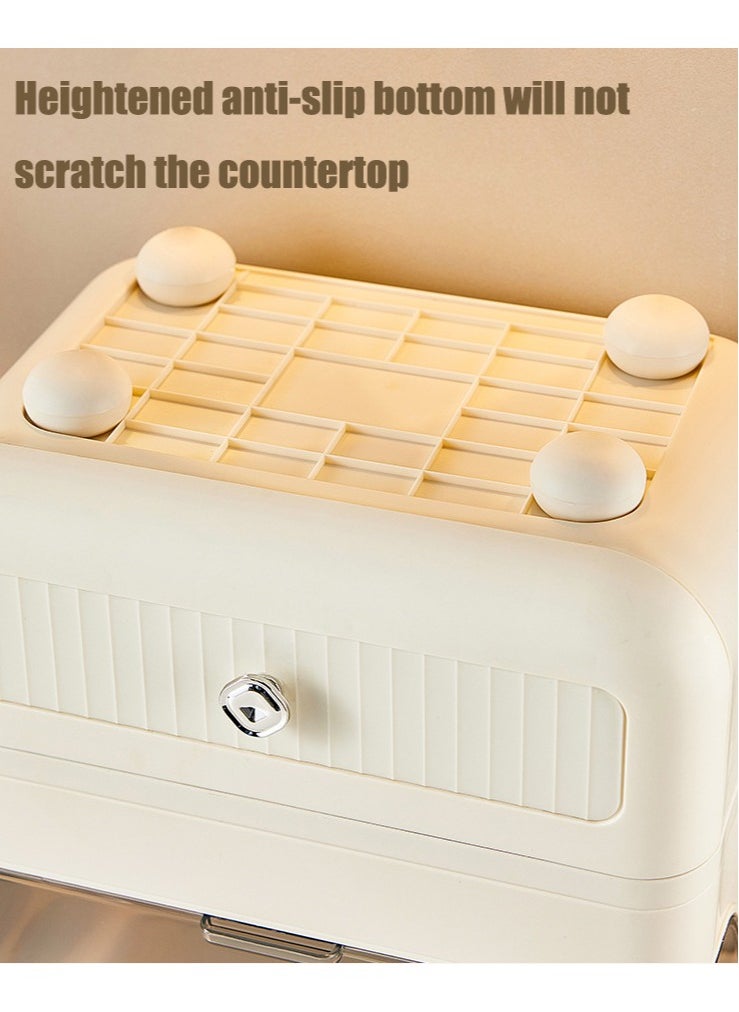 VUCATIN - 3 Layers Makeup Storage Case Multipurpose Makeup Organizer Portable Cosmetic display case Storage Box for Tabletop Dustproof Large Capacity Storage Organiser Makeup Display Cases 27 * 17 * 39cm - Image 1