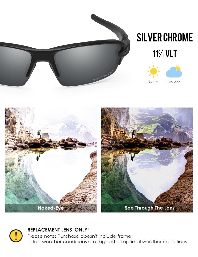 BLAZERBUCK Polarized Replacement Lenses & Sock Kit for Oakley Flak 2.0 OO9295 - Silver Chrome - Image 3