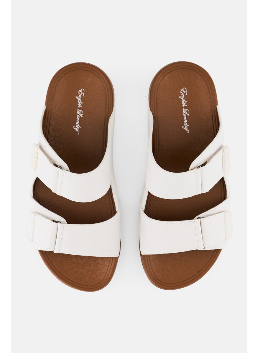 English Laundry Men 2 Strap Slip On Arabic Sandals, White  - Image 3