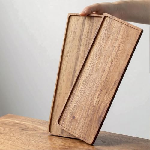 Linwnil Solid Acacia Wood Serving Trays - 14" x 5.5" Rectangular Wooden Platters for Food, Charcuterie Boards, Cheese, and Appetizers - Perfect for Home Decor, Parties - Image 3