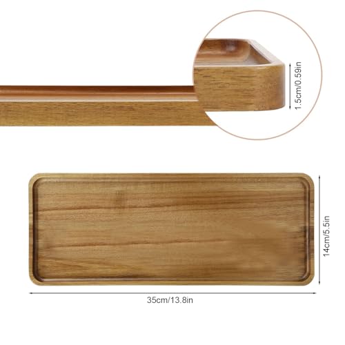 Linwnil Solid Acacia Wood Serving Trays - 14" x 5.5" Rectangular Wooden Platters for Food, Charcuterie Boards, Cheese, and Appetizers - Perfect for Home Decor, Parties - Image 2
