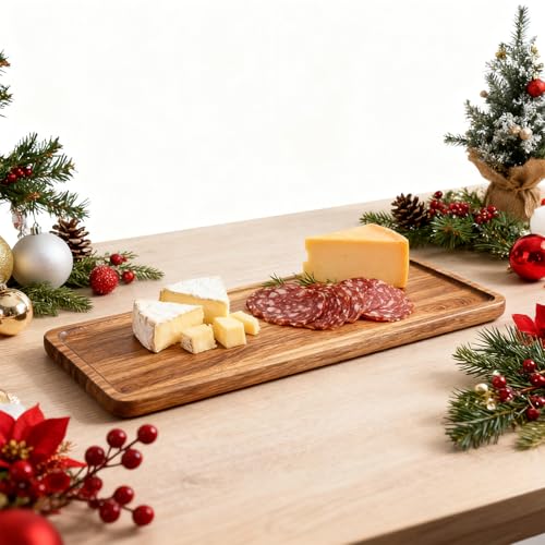 Linwnil Solid Acacia Wood Serving Trays - 14" x 5.5" Rectangular Wooden Platters for Food, Charcuterie Boards, Cheese, and Appetizers - Perfect for Home Decor, Parties - Image 4