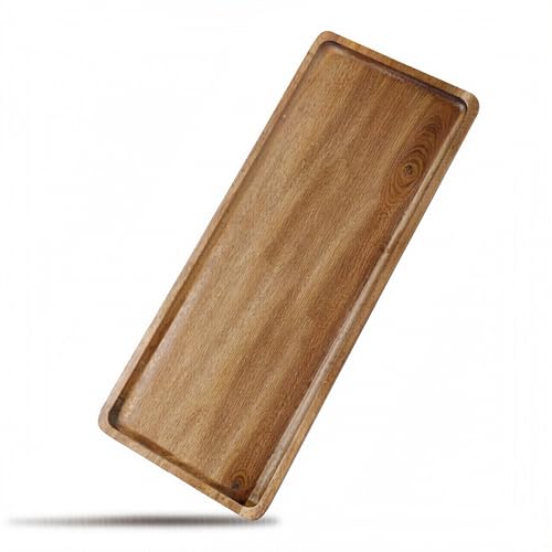 Linwnil Solid Acacia Wood Serving Trays - 14" x 5.5" Rectangular Wooden Platters for Food, Charcuterie Boards, Cheese, and Appetizers - Perfect for Home Decor, Parties - Image 1