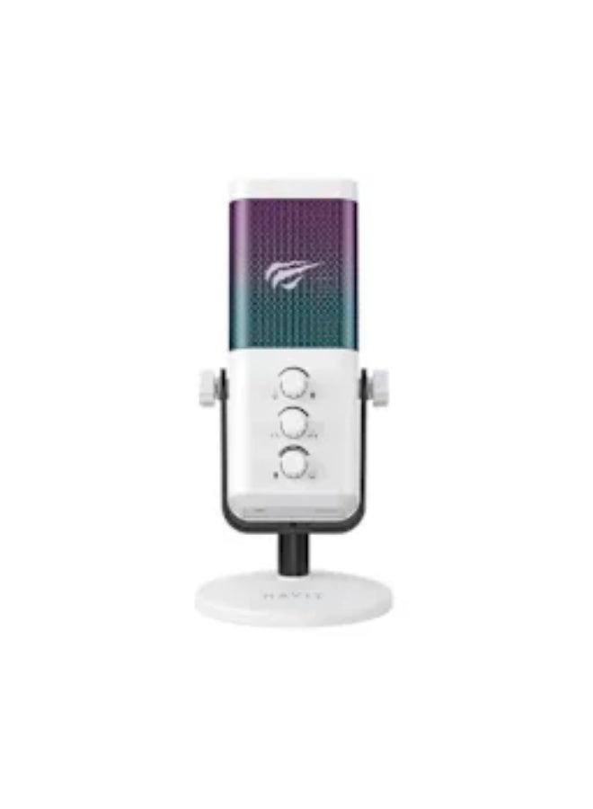 هافيت ميكروفون ألعاب Havit GK65 RGB – مكثف USB، إضاءة خلفية RGB، جاهز للبث، ابيض - Image 3