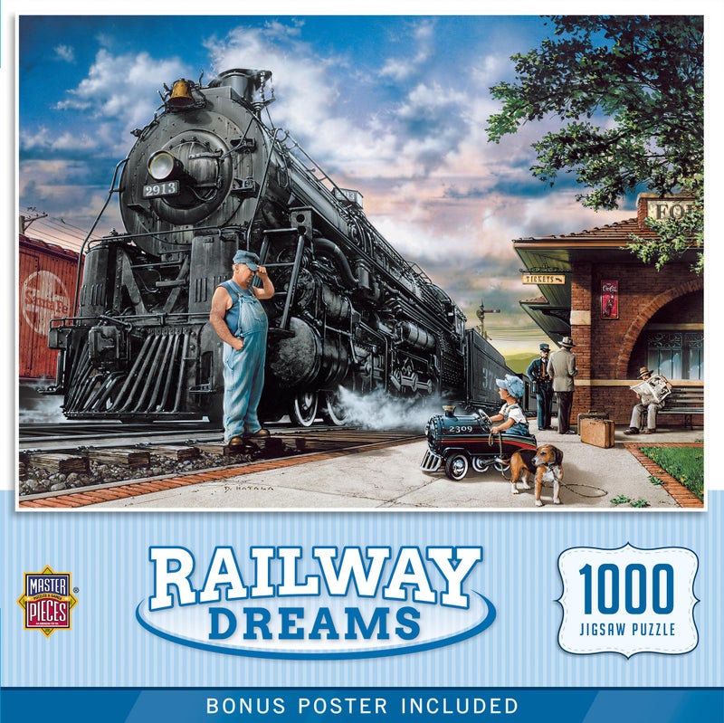 MasterPieces - 1000 Piece Jigsaw Puzzle, Railway Dreams, Nostalgic Design, Matte Finish, Fun for Adults & Family, 19.25" x 26.75", Eco-Friendly - Image 1