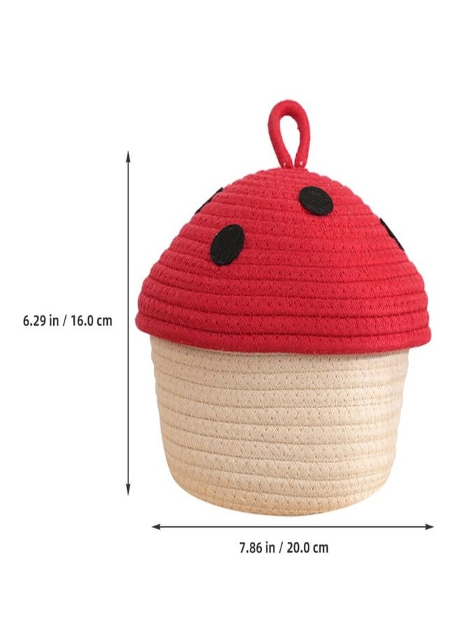 FONDOTIN Cotton Rope Woven Storage Basket 7.87X7.87X6.29In Organizer Container for Snacks Toys Sundries Desktop Wardrobe Bedroom - Image 2