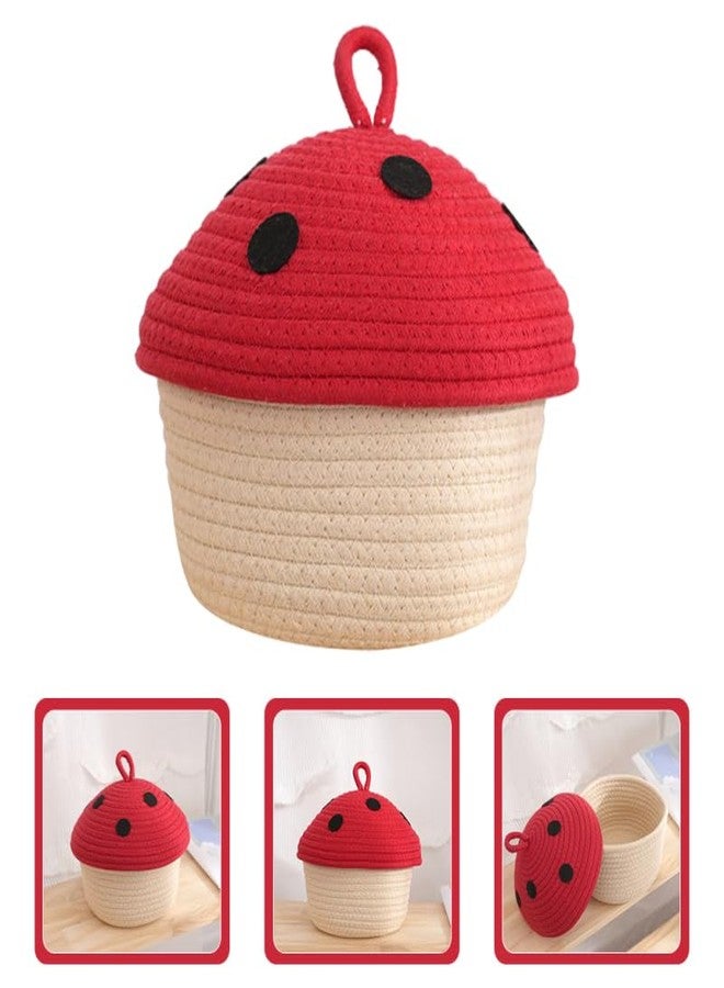 FONDOTIN Cotton Rope Woven Storage Basket 7.87X7.87X6.29In Organizer Container for Snacks Toys Sundries Desktop Wardrobe Bedroom - Image 4