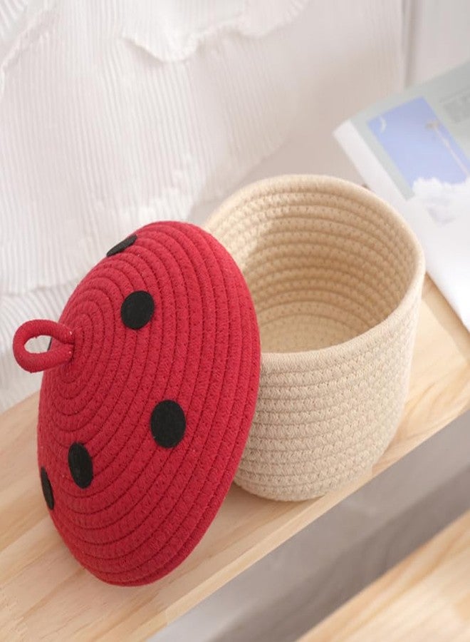 FONDOTIN Cotton Rope Woven Storage Basket 7.87X7.87X6.29In Organizer Container for Snacks Toys Sundries Desktop Wardrobe Bedroom - Image 3